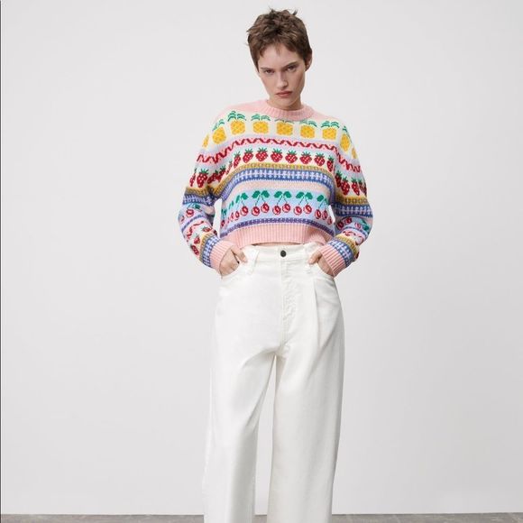 Zara | Sweaters | Zara Jacquard Fruit 